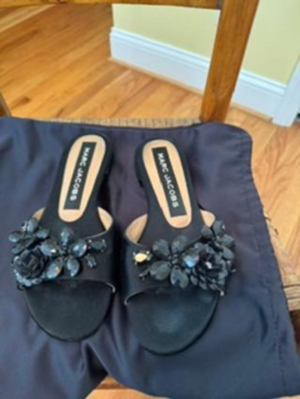 Marc Jacobs Women’s Clara Black Embellished Slide Sandals EU 38.5
